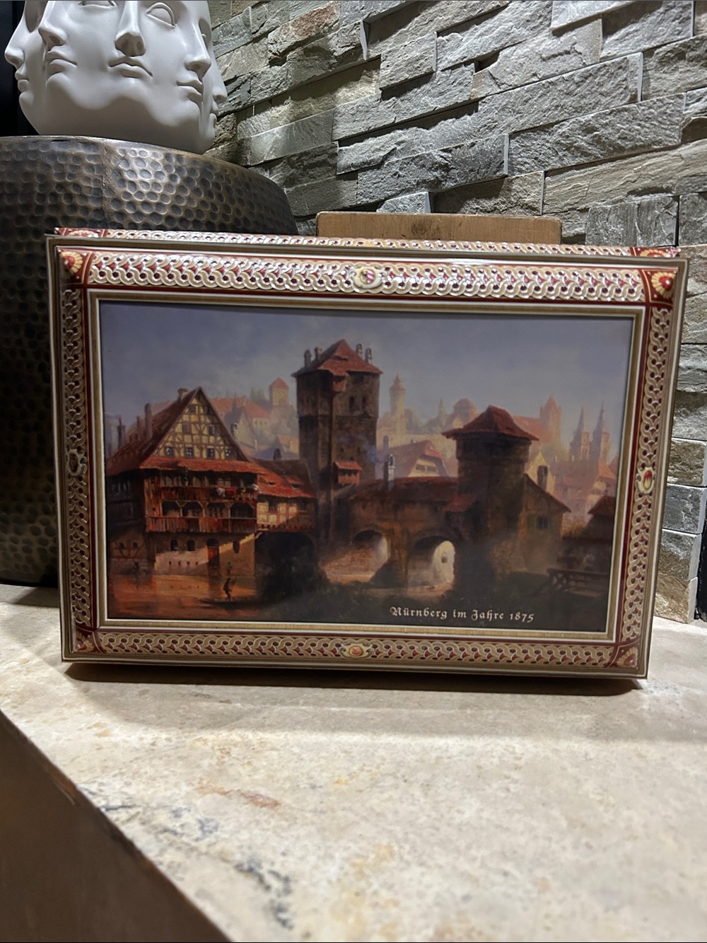 Vintage E. Otto Schmidt Lebkuchen festive holiday cookie tin chest from Germany